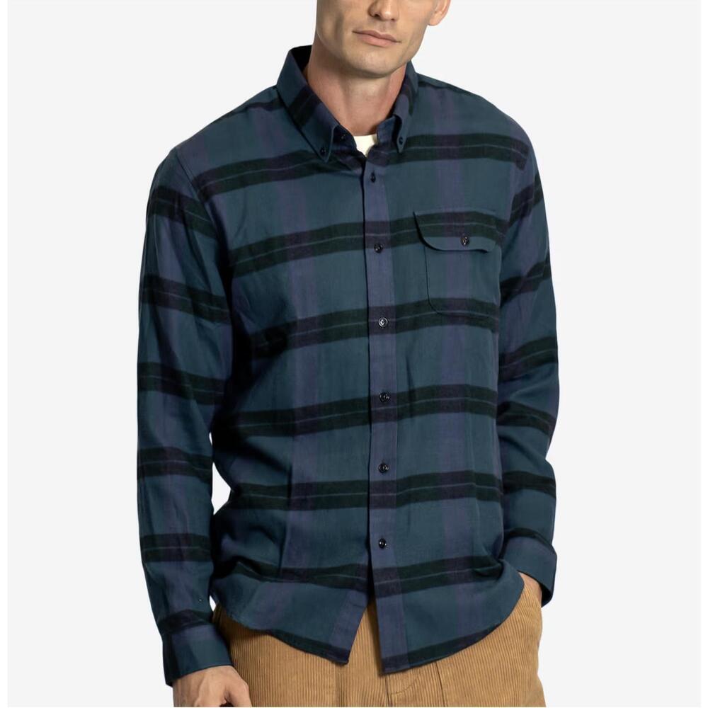 NEW FAR AFIELD larry shirt in black/insignia blue